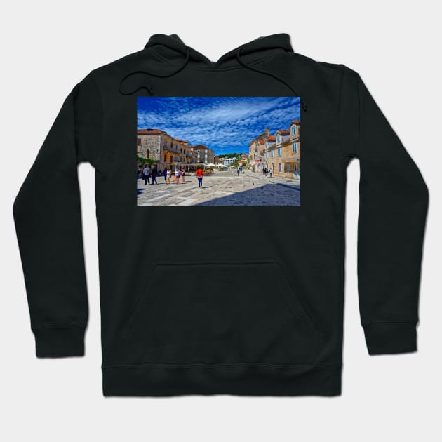 Hvar Town Square, Croatia Hoodie by BrianPShaw